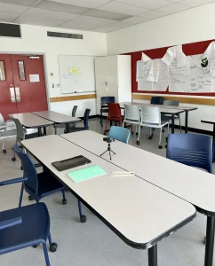 sala wykładowa w budynku Neville Scarfe, Wydział Edukacji, UBC - sala przygotowana do przeprowadzenia wywiadu; zdj. M. Przanowska
