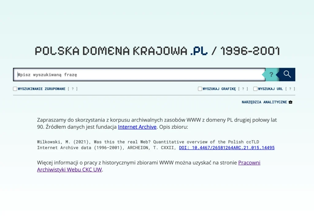 Pełnotekstowy korpus polskiego Webu 1996-2001