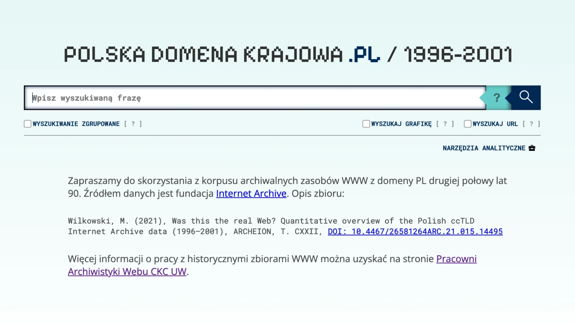 Pełnotekstowy korpus polskiego Webu 1996-2001