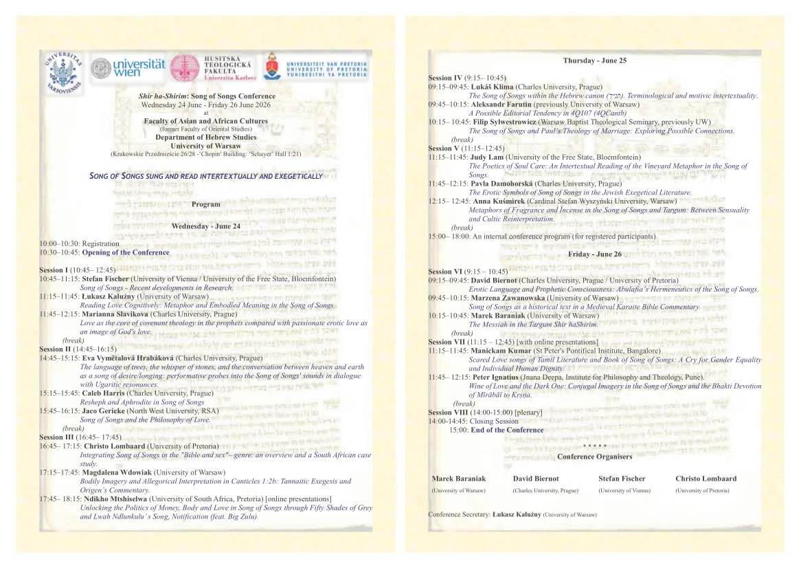 Shir ha-Shirim: Song of Songs Conference [Warsaw 2